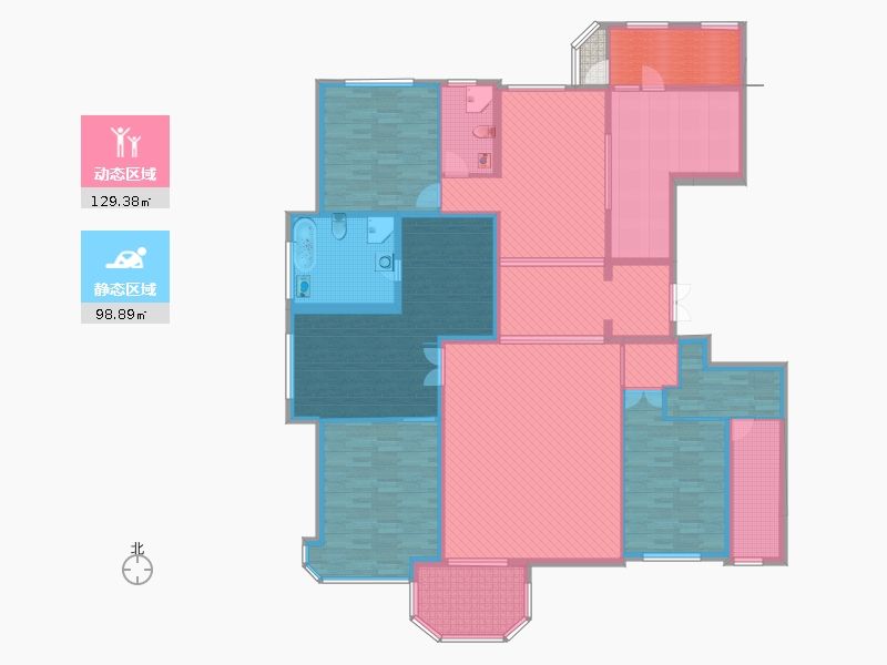 天山九峯4室2廳3衛(wèi)1廚257.00㎡動靜分區(qū)圖