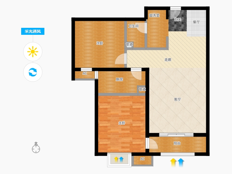 弘石灣2室0廳1衛(wèi)1廚118.00㎡采光通風(fēng)圖
