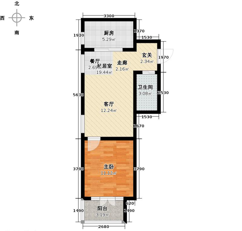 帝王國(guó)際1室2廳1衛(wèi)1廚63㎡戶型圖