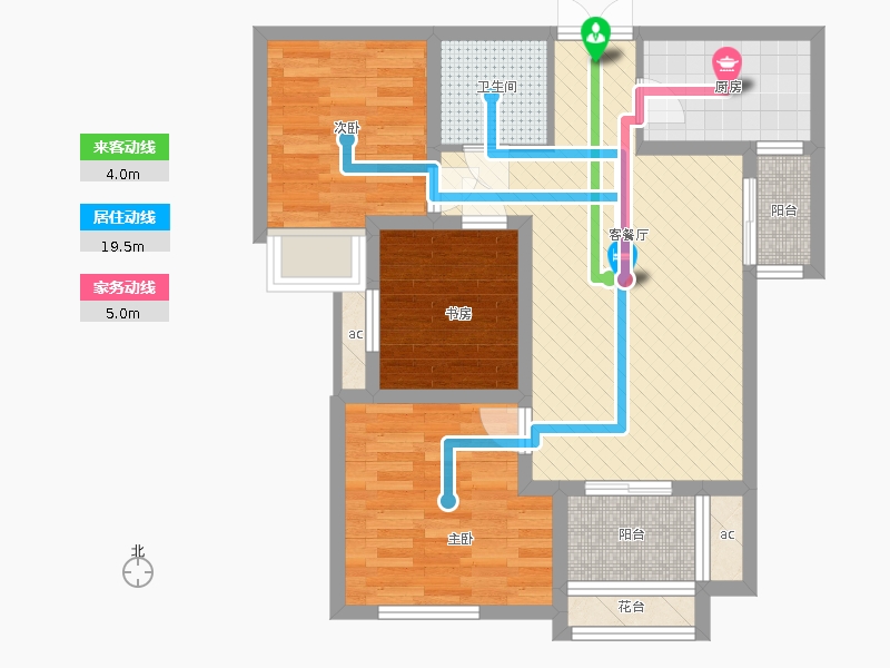 盛世御城3室1廳1衛(wèi)1廚68.27㎡動靜線圖