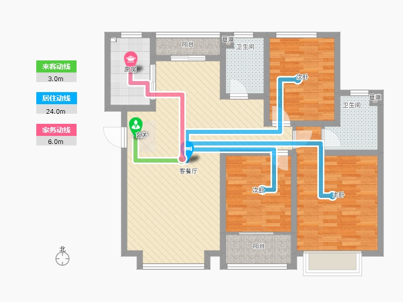 長久中心(公園9號(hào)）3室1廳2衛(wèi)1廚131㎡動(dòng)靜線圖