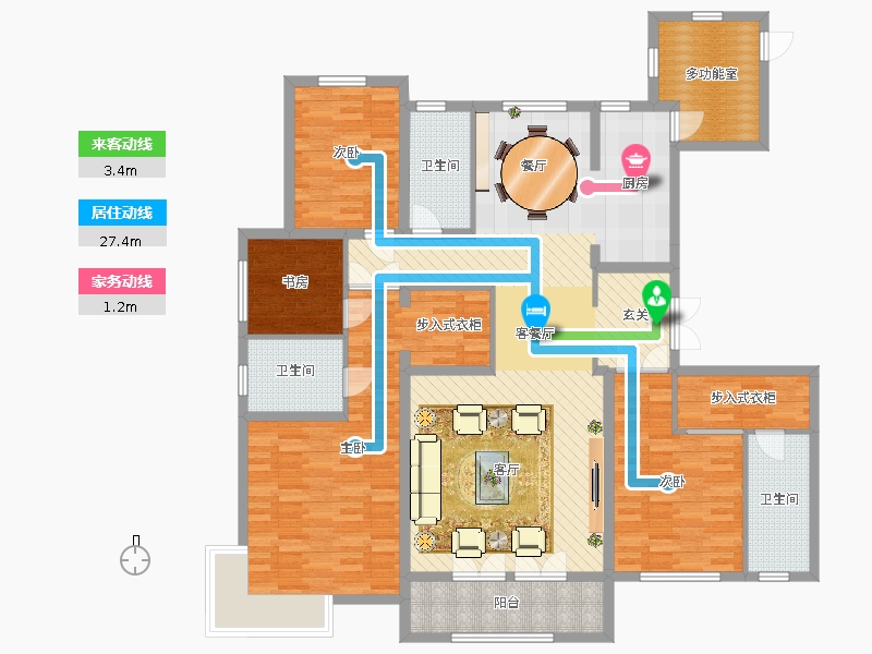 榮盛華府4室2廳3衛(wèi)0廚205㎡動(dòng)靜線圖