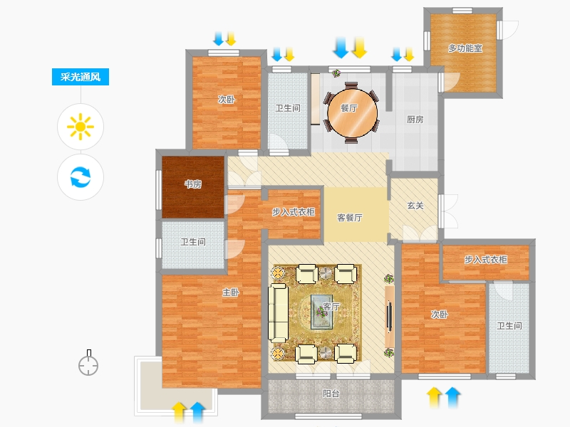 榮盛華府4室2廳3衛(wèi)0廚205㎡采光通風(fēng)圖