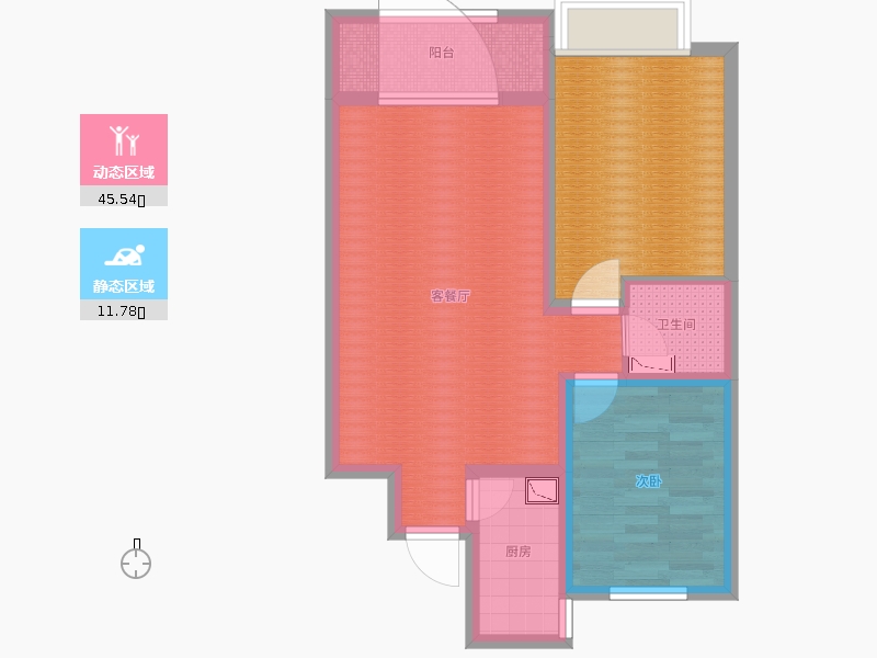 潤(rùn)德天悅城1室2廳1衛(wèi)1廚78㎡動(dòng)靜分區(qū)圖