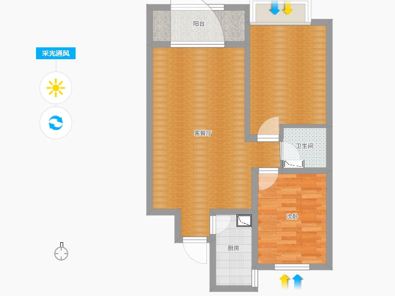 潤(rùn)德天悅城1室2廳1衛(wèi)1廚78㎡采光通風(fēng)圖