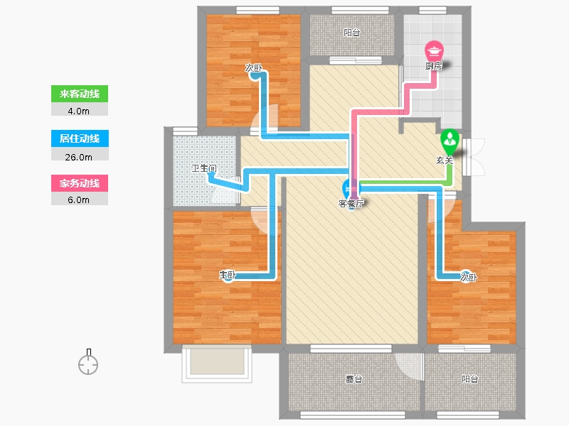 潤德天悅城3室2廳1衛(wèi)1廚118㎡動(dòng)靜線圖