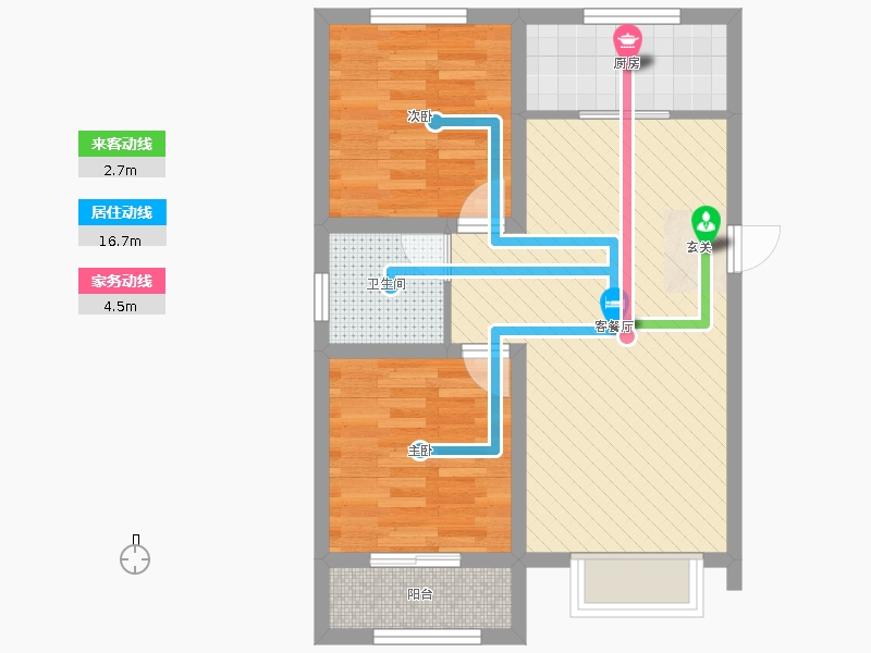 中山尚城2室2廳1衛(wèi)1廚96㎡動(dòng)線圖