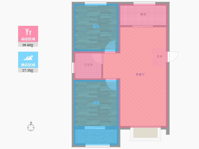 中山尚城2室2廳1衛(wèi)1廚96㎡動(dòng)靜分區(qū)圖