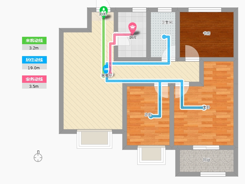 中山尚城3室2廳1衛(wèi)1廚102㎡動(dòng)線圖