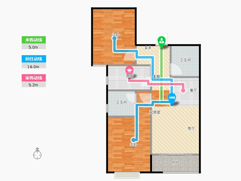 鑫界9號院2室0廳2衛(wèi)1廚85㎡動線圖