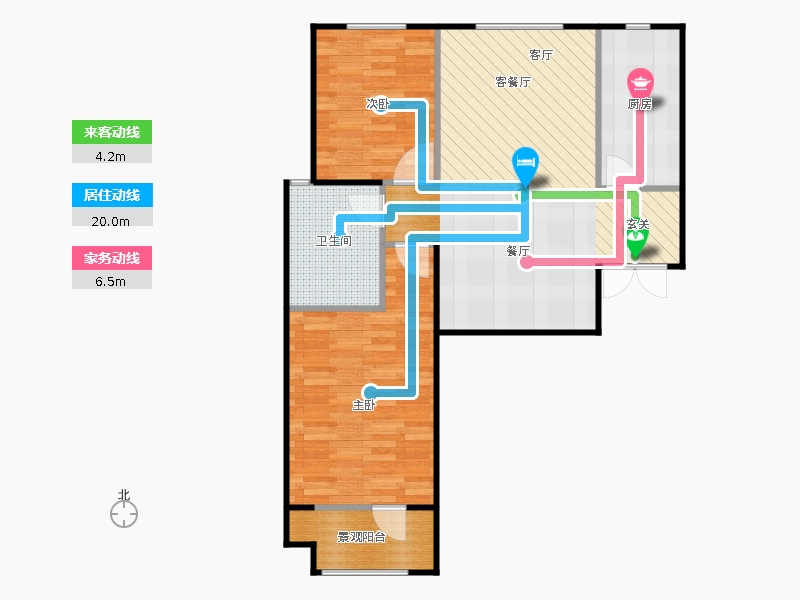 百島綠城2室1廳1衛(wèi)1廚106㎡動(dòng)線圖