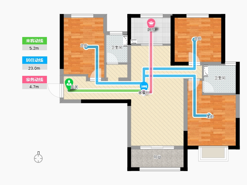 保利西悅春天3室2廳2衛(wèi)1廚118㎡動靜線圖