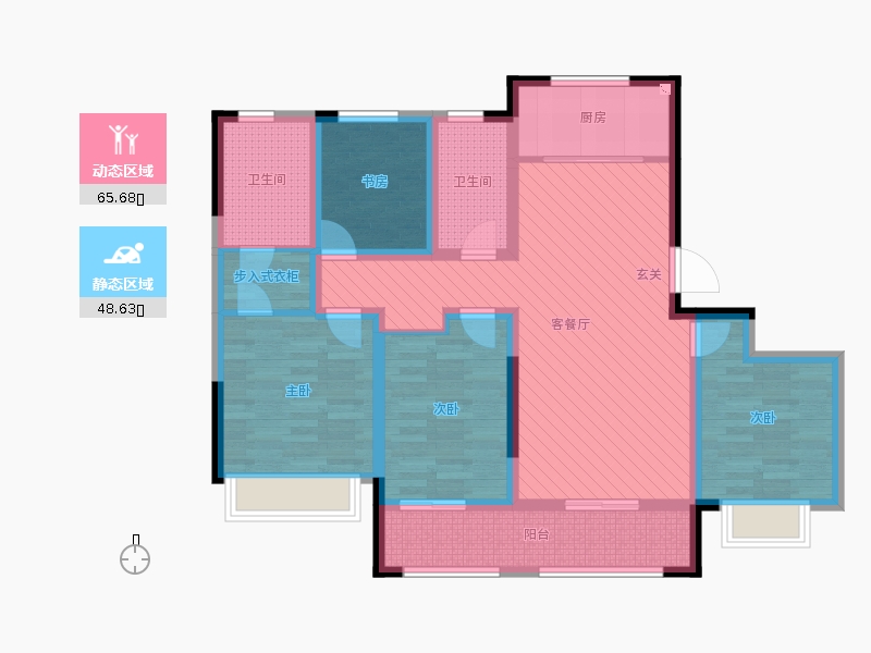 保利西悅春天4室2廳2衛(wèi)1廚147㎡動靜分區(qū)圖
