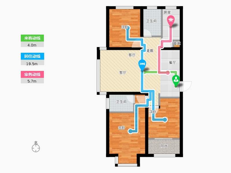 明瀚花香城3室1廳2衛(wèi)1廚109㎡動靜線圖