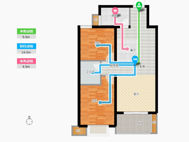 同祥城2室2廳1衛(wèi)1廚117㎡動線圖