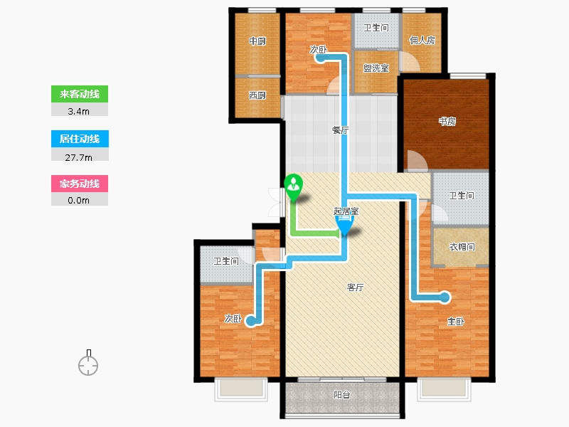 同祥城4室2廳3衛(wèi)1廚240㎡動線圖