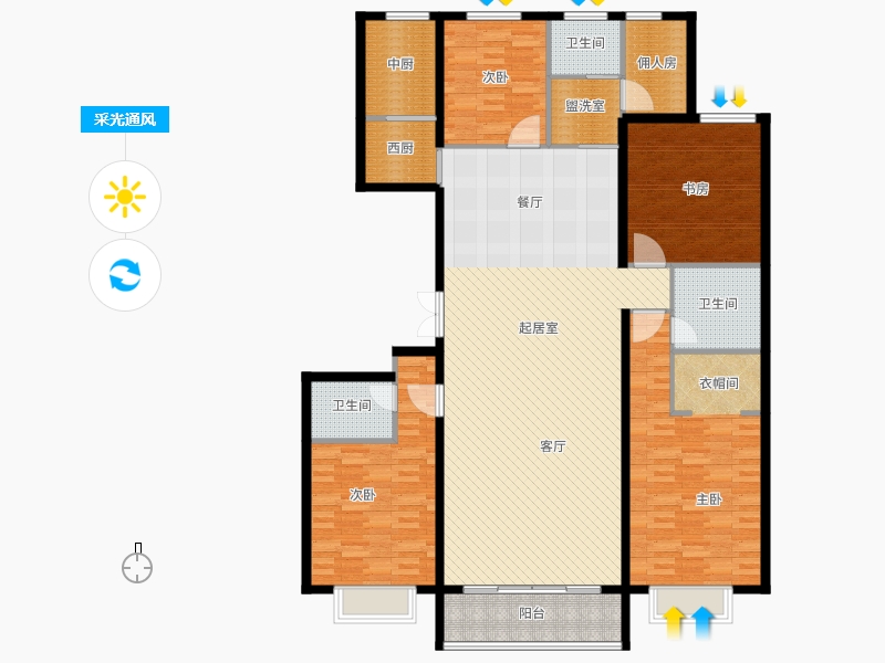 同祥城4室2廳3衛(wèi)1廚240㎡采光通風(fēng)圖