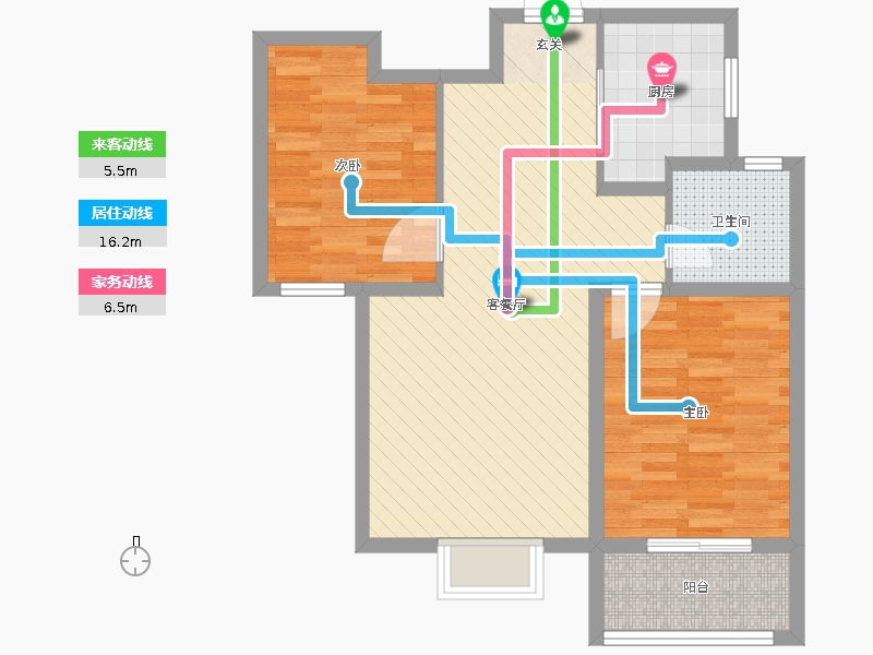 鉑宮時代2室2廳1衛(wèi)1廚89.00㎡動靜線圖