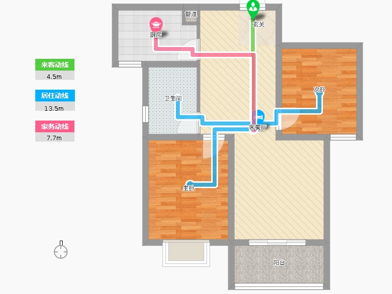 鉑宮時代2室2廳1衛(wèi)1廚90㎡動靜線圖